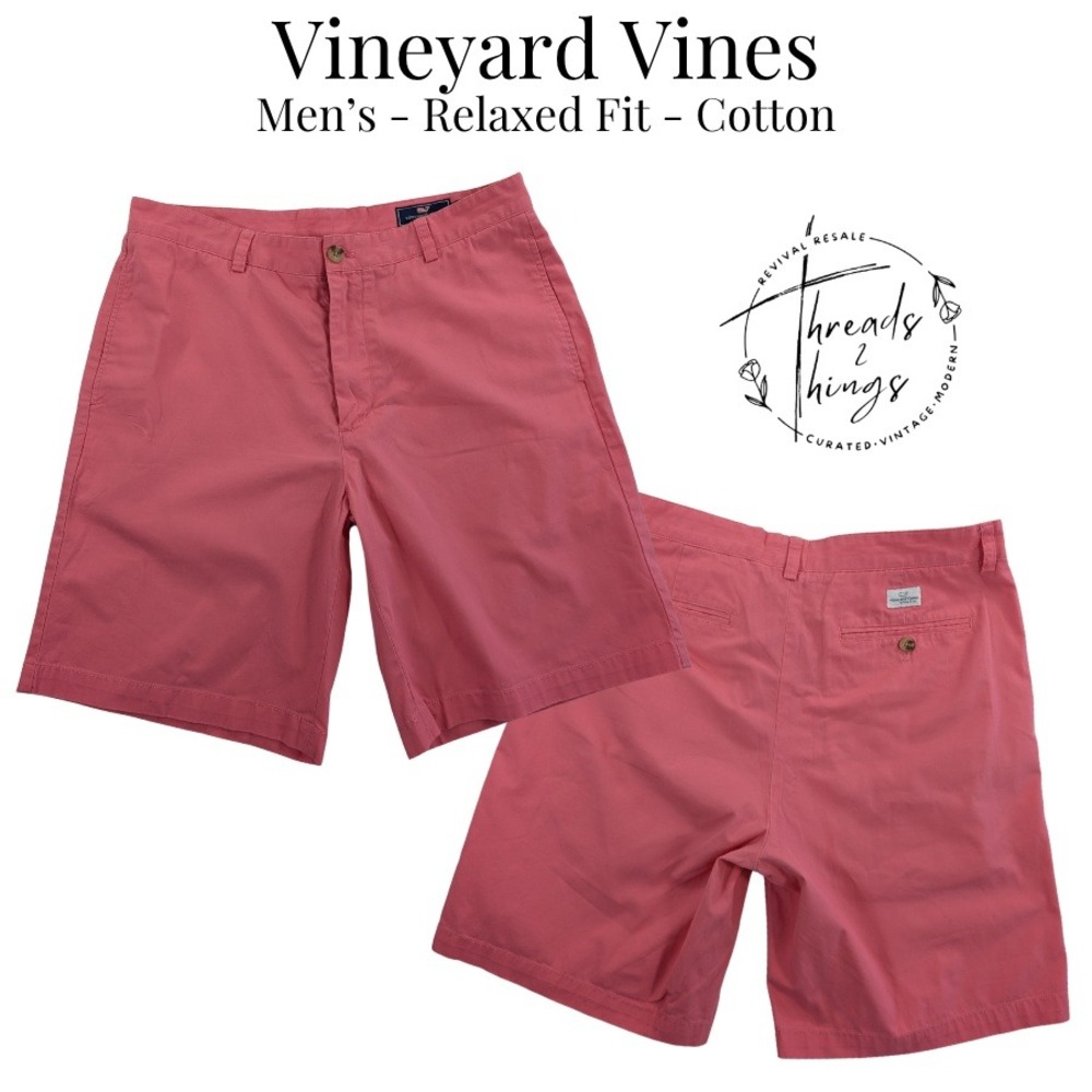 Vineyard Vines Chino Shorts Mens 34 Coral Pink Relaxed Fit Cotton